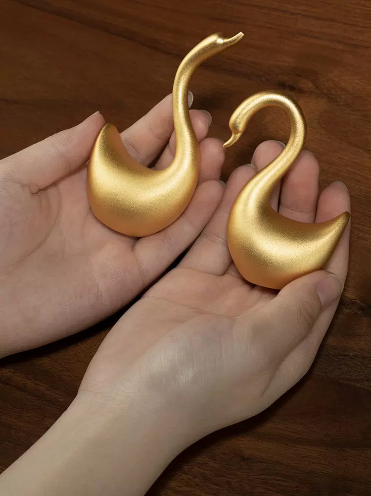 Copper master all-copper demure and elegant swan pair home living room decoration ornaments wedding gift for friends and besties