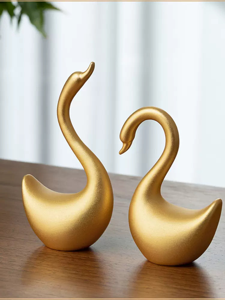 Copper master all-copper demure and elegant swan pair home living room decoration ornaments wedding gift for friends and besties
