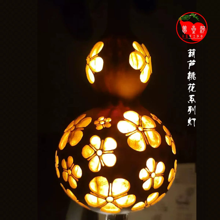 Natural gourd peach blossom lamp new Chinese style bedroom bedside lamp tea room living room office decoration housewarming gift