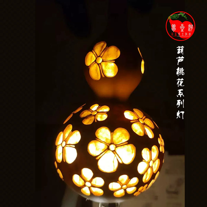 Natural gourd peach blossom lamp new Chinese style bedroom bedside lamp tea room living room office decoration housewarming gift