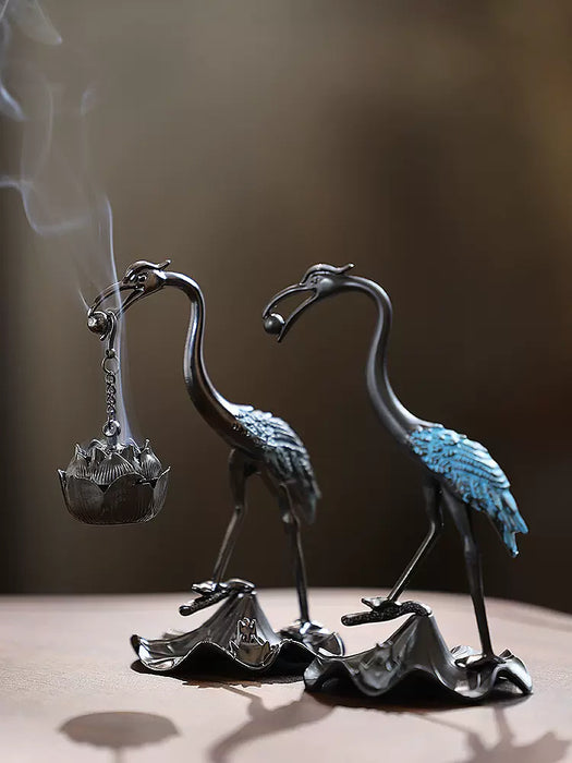 Crane lotus hanging furnace creative incense burner sandalwood incense burner home incense burner incense holder ornaments