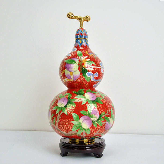 Cloisonne Gourd Longevity Peach Fortune - Morrow Land