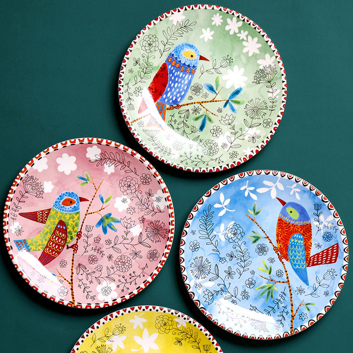 Creative round glazed medium color ceramic dish - Morrow Land