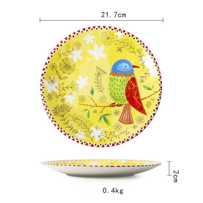 Creative round glazed medium color ceramic dish - Morrow Land