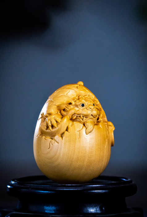 Wood Carved Little Dragon Egg - Morrow Land