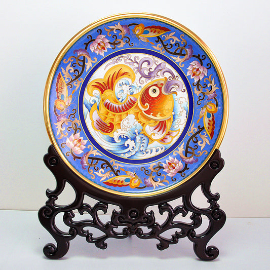 16" Cloisonne Fish Plate(Plating like a fish in water) - Morrow Land