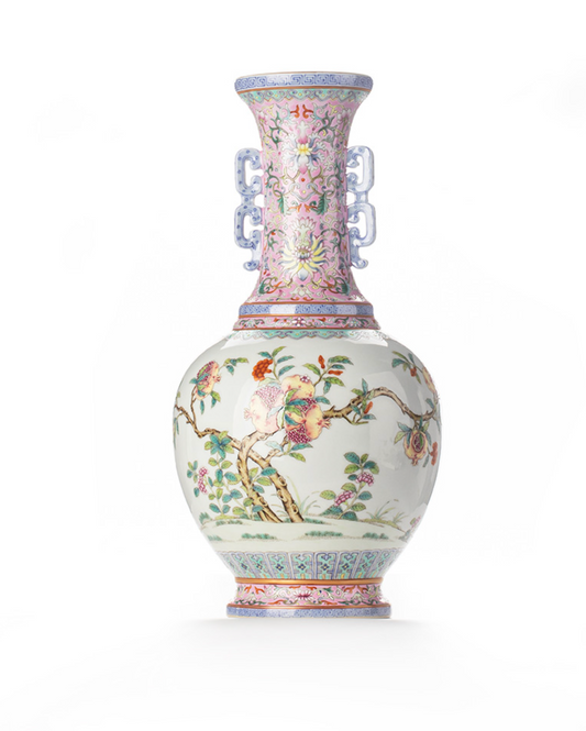 Jingdezhen Pomegranate Flower Amphora Vase - Morrow Land