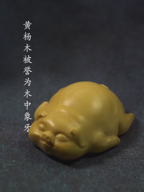 Wood Carved Lucky Piggy