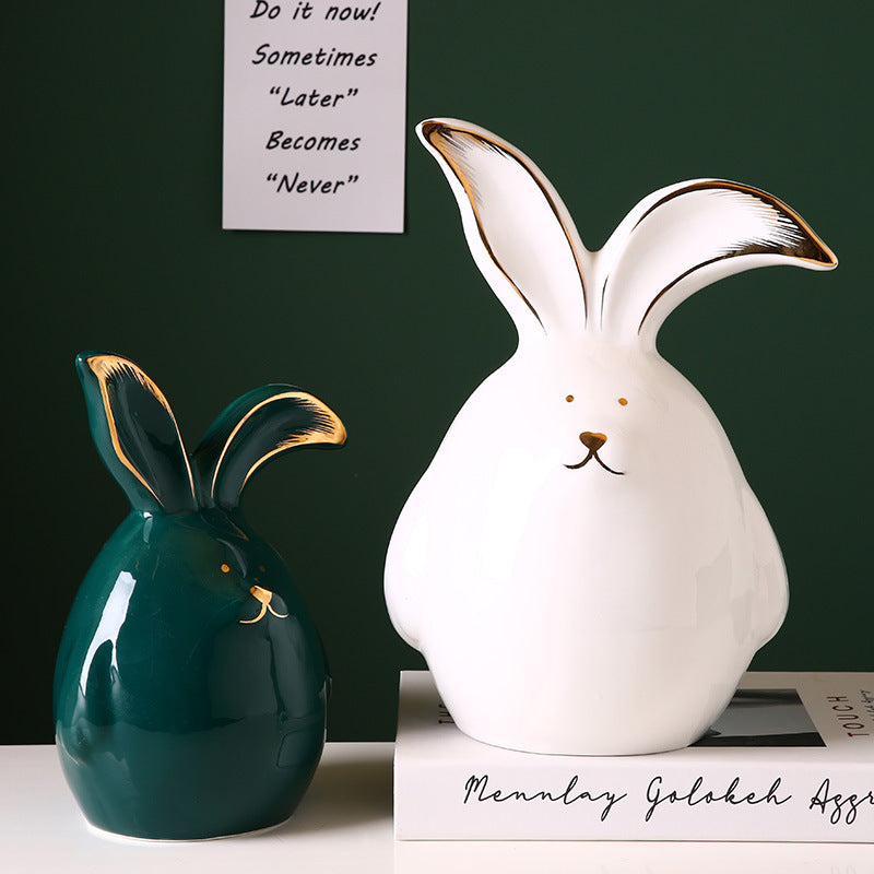 Abstract long-eared rabbit ceramic decor - Morrow Land