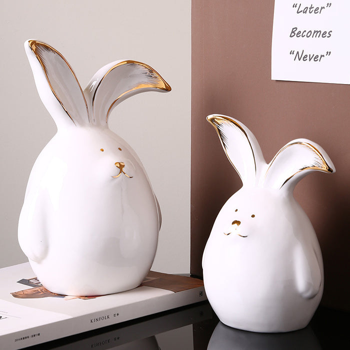 Abstract long-eared rabbit ceramic decor - Morrow Land