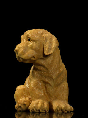 Wood Carved Prosperous Wealth Dog - Morrow Land