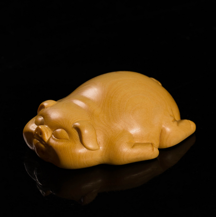 Wood Carved Lucky Piggy - Morrow Land