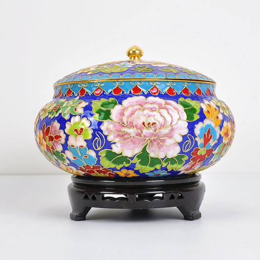 Cloisonne Happy Pot Old Beijing Dried Fruit Box - Morrow Land