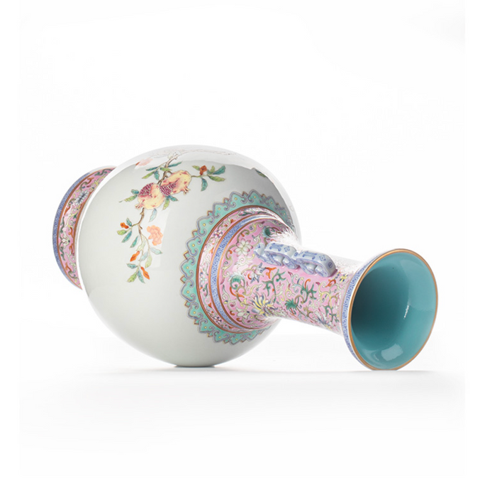 Jingdezhen Pomegranate Flower Amphora Vase - Morrow Land