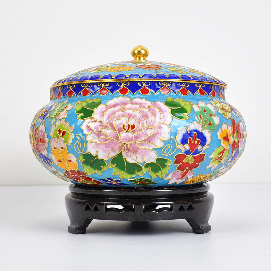 Cloisonne Happy Pot Old Beijing Dried Fruit Box - Morrow Land