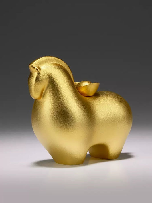 Pure Brass Horse Carrying A Gold Ingot - Morrow Land