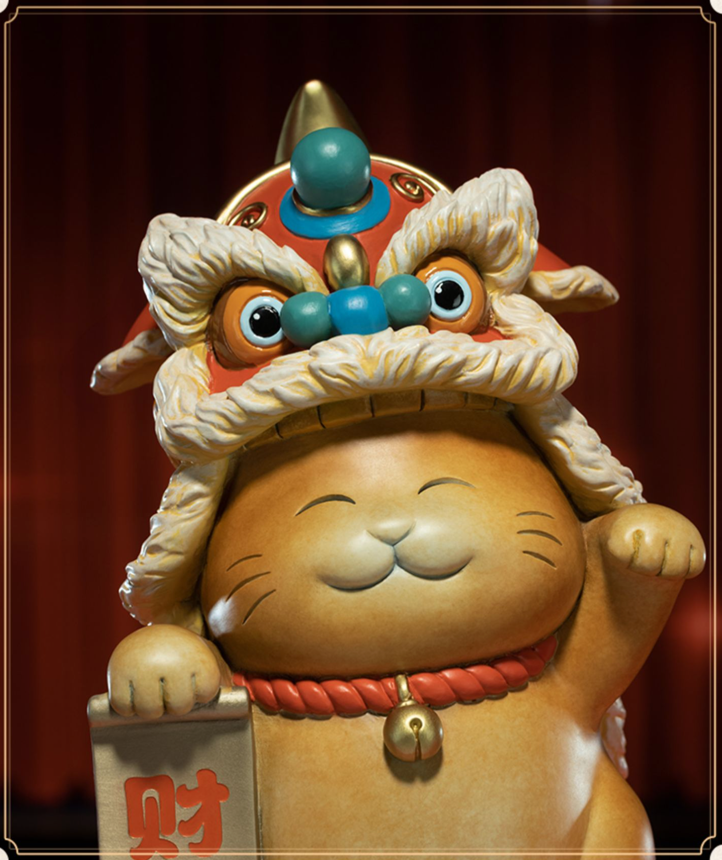 Pure Brass Fortune Cat With Lion Dance Hat - Morrow Land