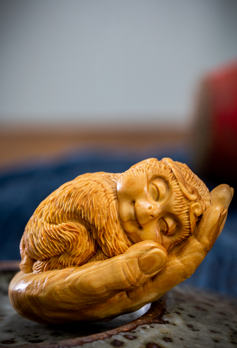 Wood Carved Monkey In Palm - Morrow Land