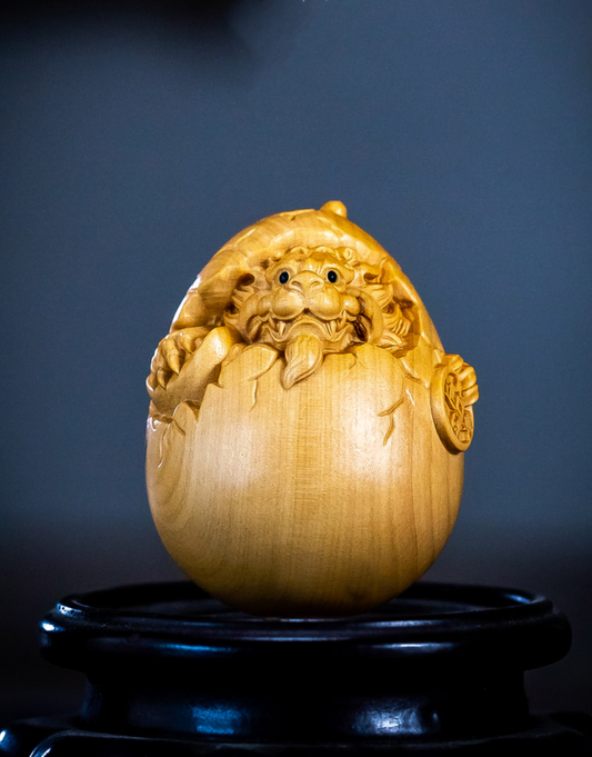 Wood Carved Little Dragon Egg - Morrow Land