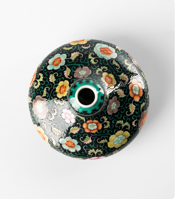 Jingdezhen Blackland Peony Tripod Bottle - Morrow Land