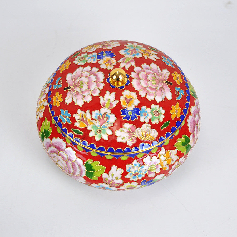 Cloisonne Happy Pot Old Beijing Dried Fruit Box - Morrow Land