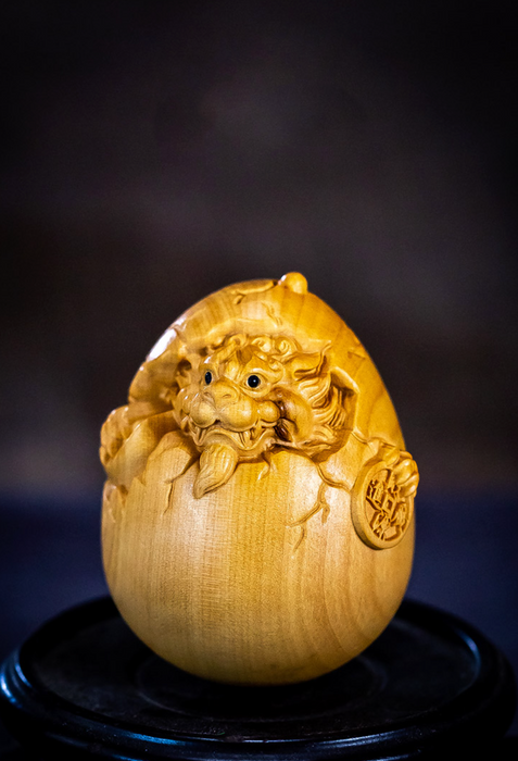 Wood Carved Little Dragon Egg - Morrow Land