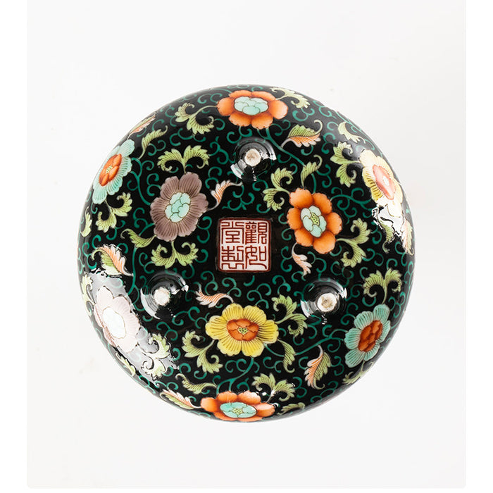 Jingdezhen Blackland Peony Tripod Bottle - Morrow Land