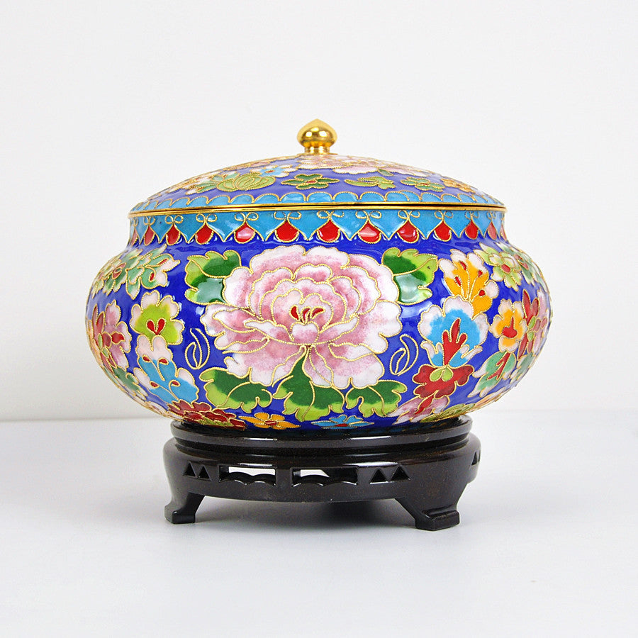 Cloisonne Happy Pot Old Beijing Dried Fruit Box - Morrow Land