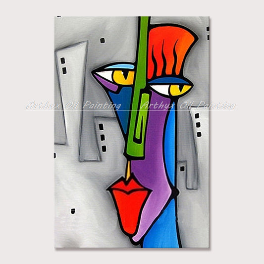 Hand-paint Cartoon Characters Oil Painting On Canvas Abstract Pop Art - Morrow Land