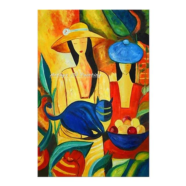 Hand-paint Cartoon Characters Oil Painting On Canvas Abstract Pop Art - Morrow Land