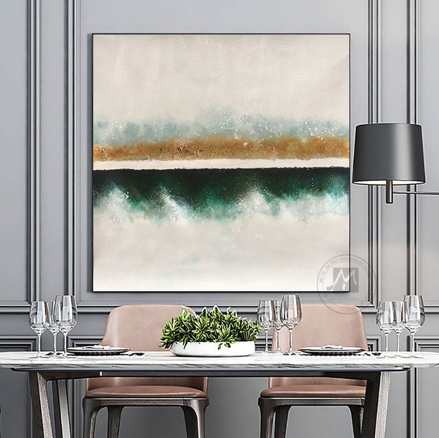 Hand Painted abstract painting texture acrylic Modern art green oil painting Golden - Morrow Land