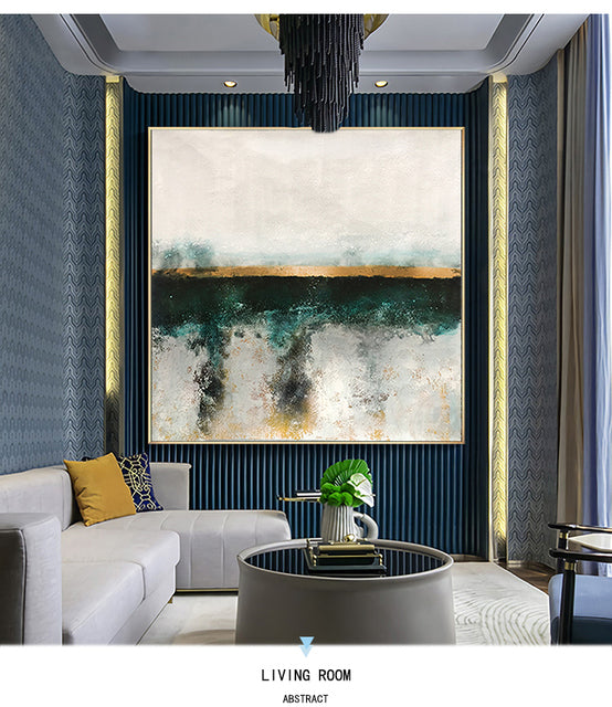 Hand Painted abstract painting texture acrylic Modern art green oil painting Golden - Morrow Land