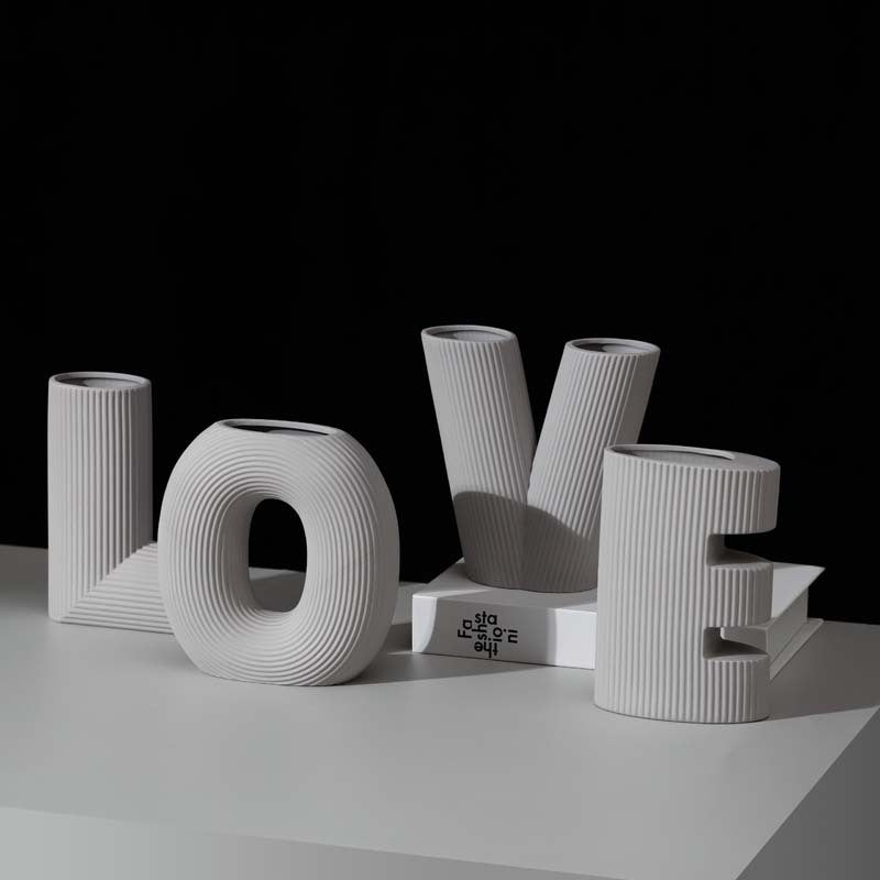 Nordic creative art love letter stripe ceramic vase - Morrow Land