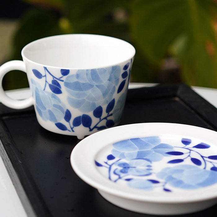 Underglaze blue and white modern style cat coffee cup - Morrow Land