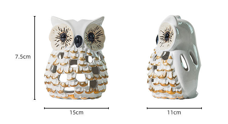 Ceramic Candlestick owl hollow aromatherapy stove - Morrow Land