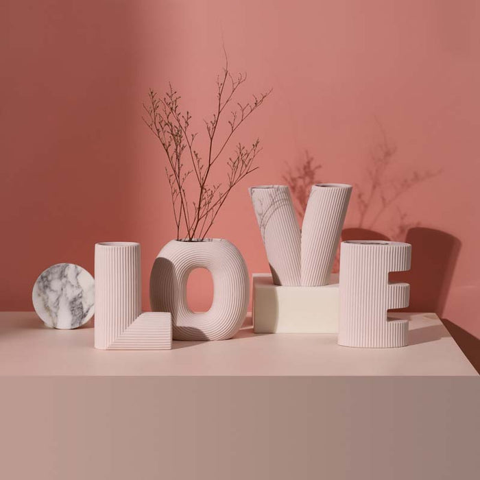 Nordic creative art love letter stripe ceramic vase - Morrow Land