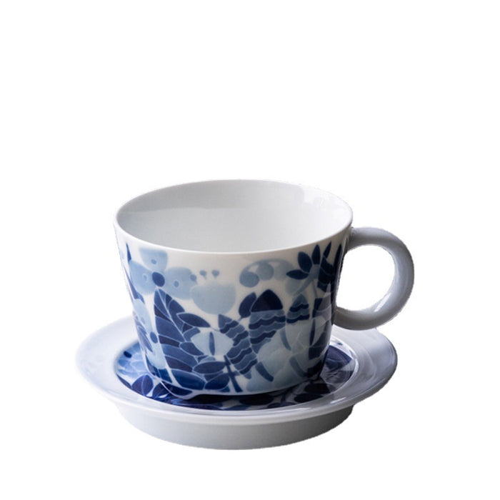 Underglaze blue and white modern style cat coffee cup - Morrow Land