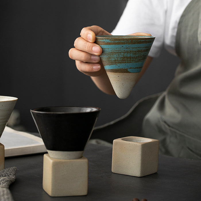 Ceramic espresso cup: creative hand glazed tea cup with base - Morrow Land