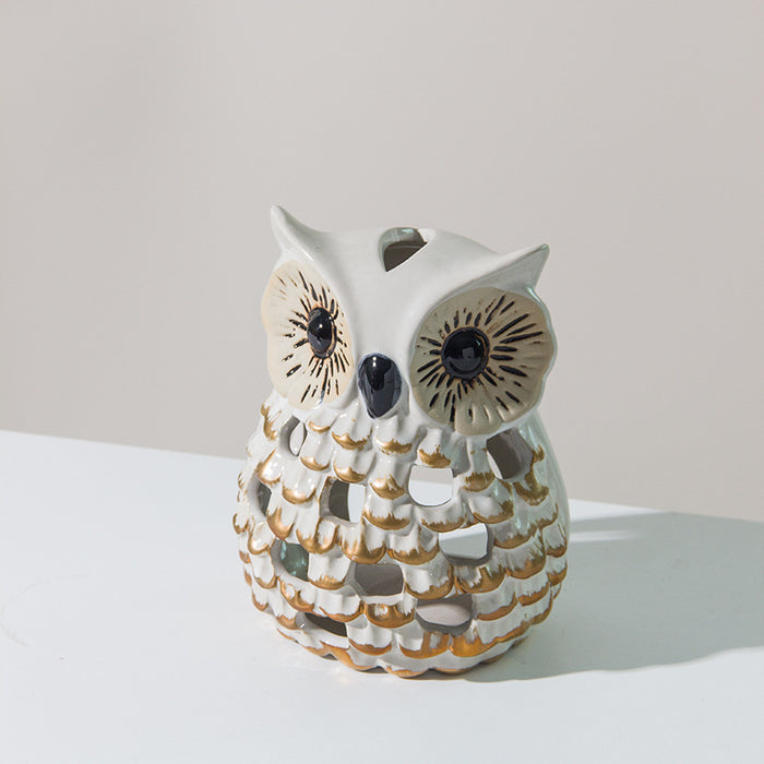 Ceramic Candlestick owl hollow aromatherapy stove - Morrow Land