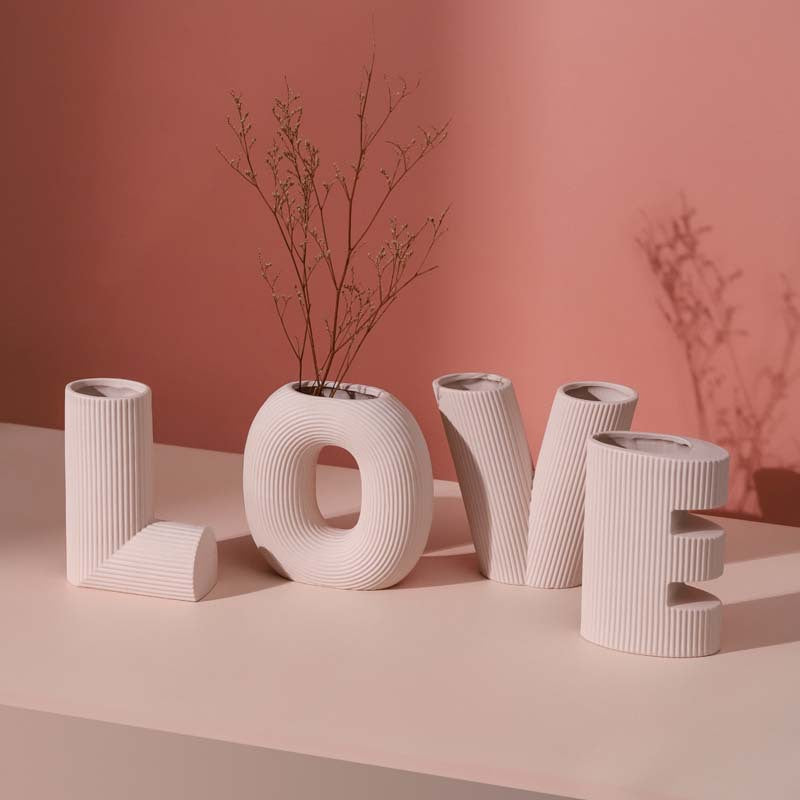 Nordic creative art love letter stripe ceramic vase - Morrow Land