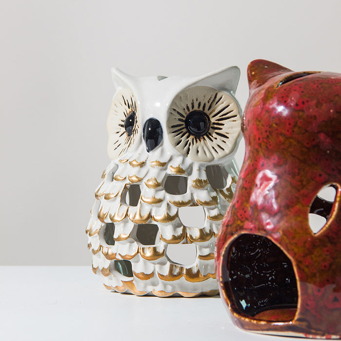 Ceramic Candlestick owl hollow aromatherapy stove - Morrow Land