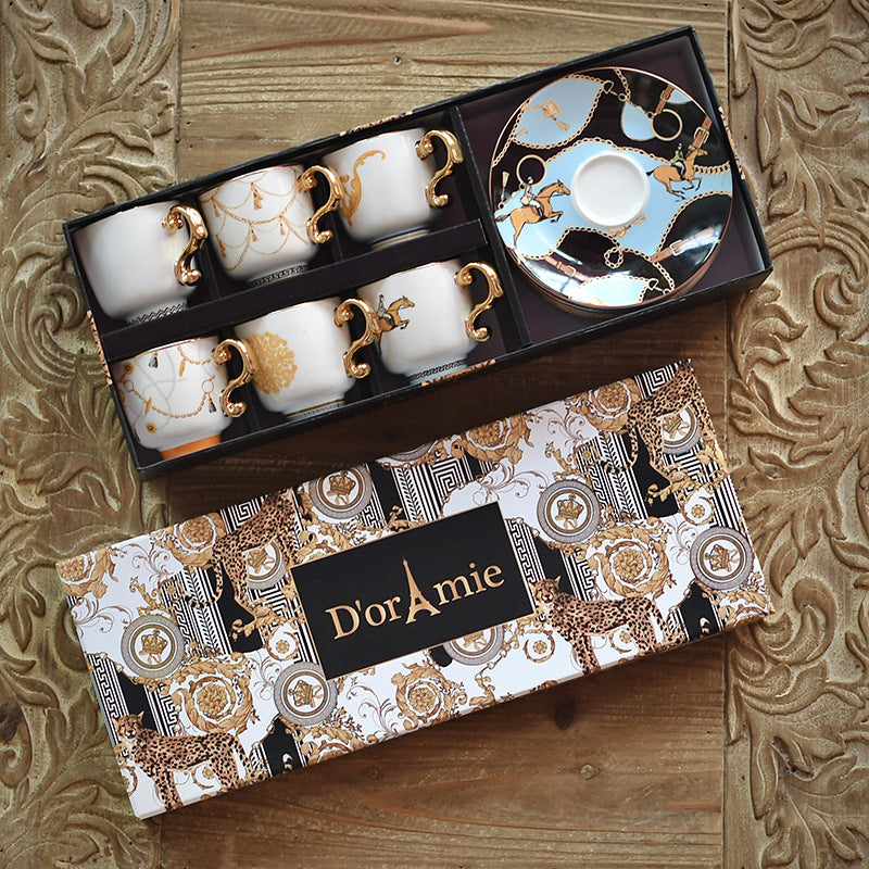 Hand Painted Coffee Cups Set of 6 With Tray - Morrow Land