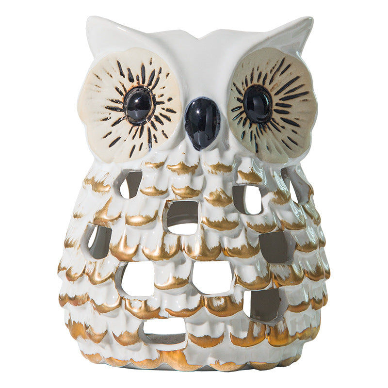 Ceramic Candlestick owl hollow aromatherapy stove - Morrow Land