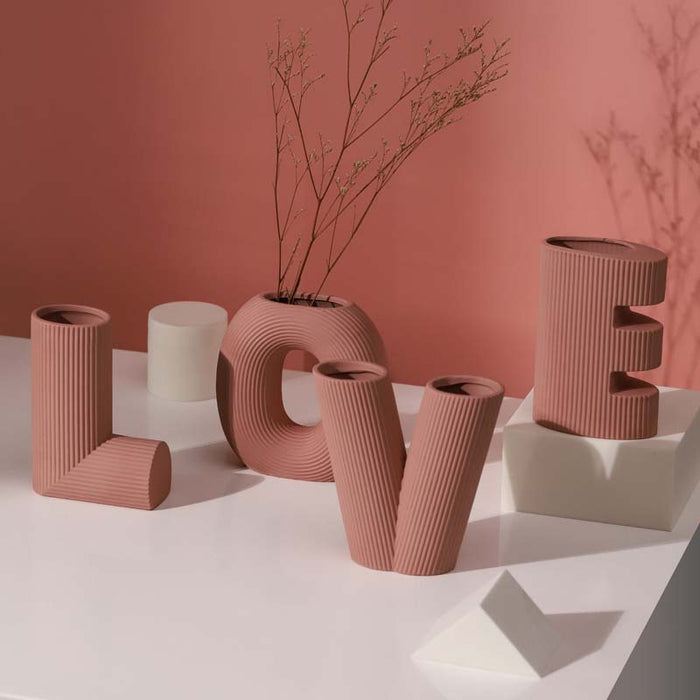 Nordic creative art love letter stripe ceramic vase - Morrow Land