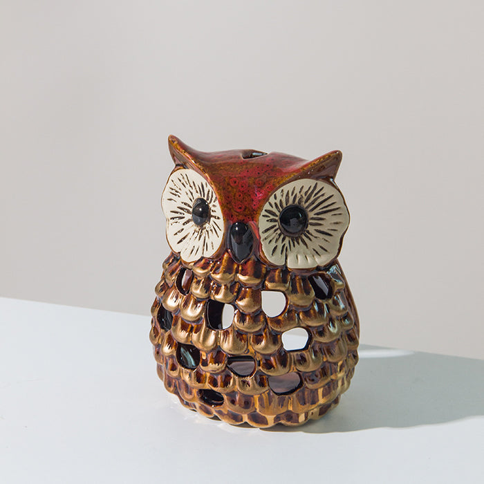 Ceramic Candlestick owl hollow aromatherapy stove - Morrow Land