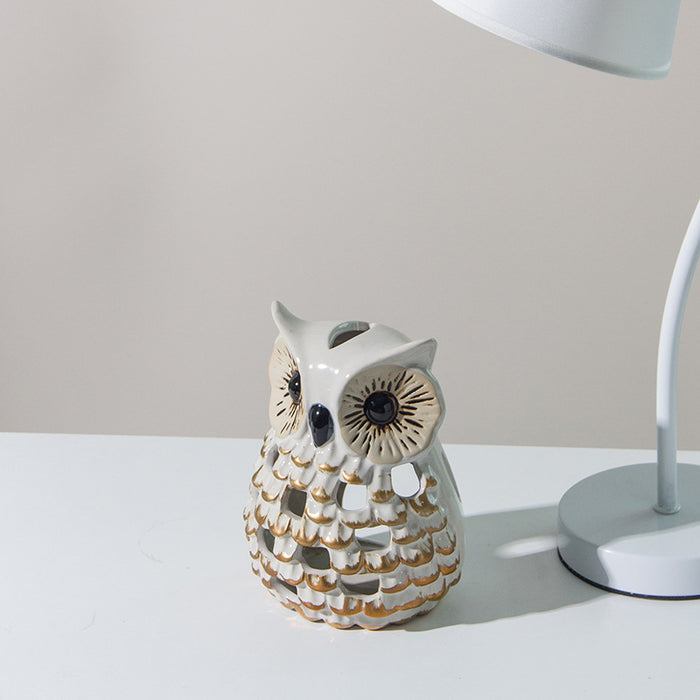 Ceramic Candlestick owl hollow aromatherapy stove - Morrow Land