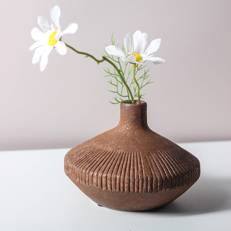 Chinese ceramic flower retro decoration vertical vase - Morrow Land
