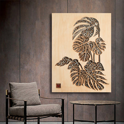 Leafy Plant Multi-layered Wood Carving Decoration - Morrow Land