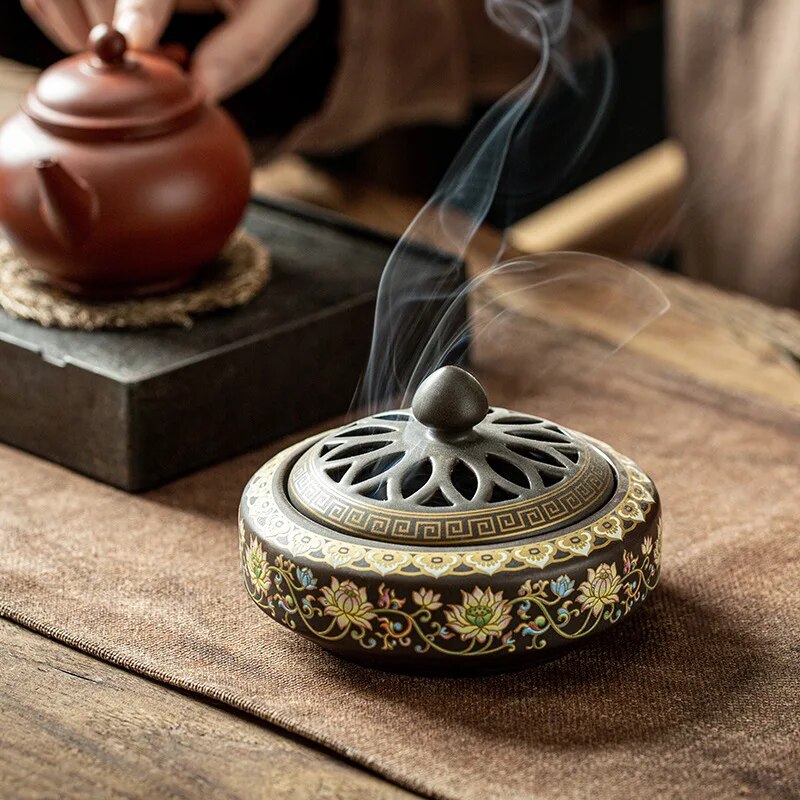 Ceramic Incense Burner Holder Coil Cones Stick Incense Buddhist Home Decor Tearoom Yoga Room Desktop Ornaments 8 Styles - Morrow Land