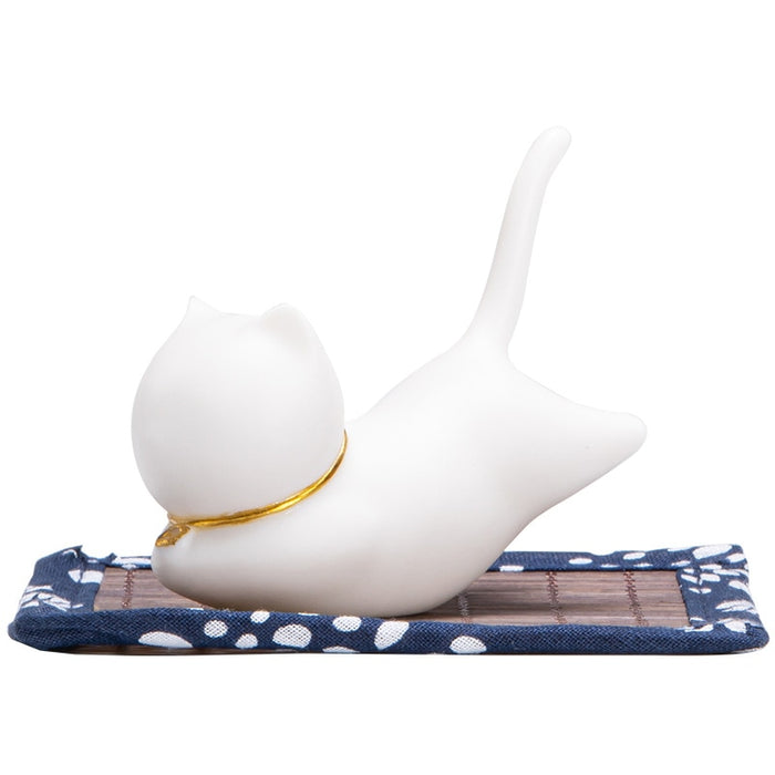 Ceramics Cute Cat Statue Incense Burner Creative Stick Censer Tea Ceremony Ornaments Home Decoration Accessories - Morrow Land